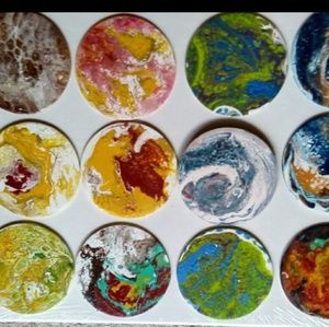 Handpainted Custom Acrylic Pour Magnets